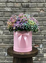 Цветочная композиция из Гипсофила и Розы в шляпной коробке #REPLACE_PRED# Славянке