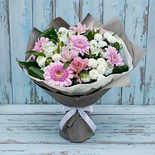Букет цветов из:  Герберы, Альстромерии и Хризантемы в Славянке