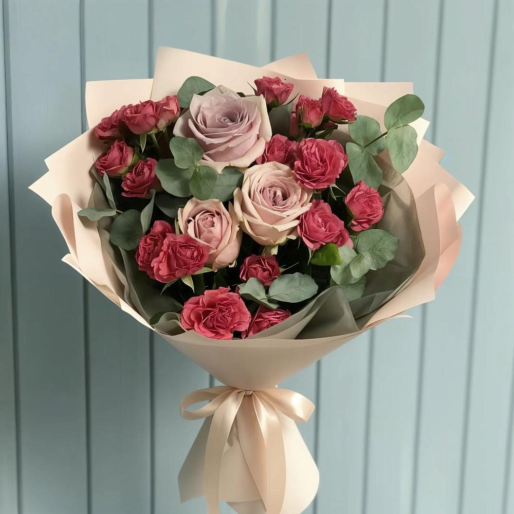 Букет цветов из: Гвоздики и Розы в Славянке