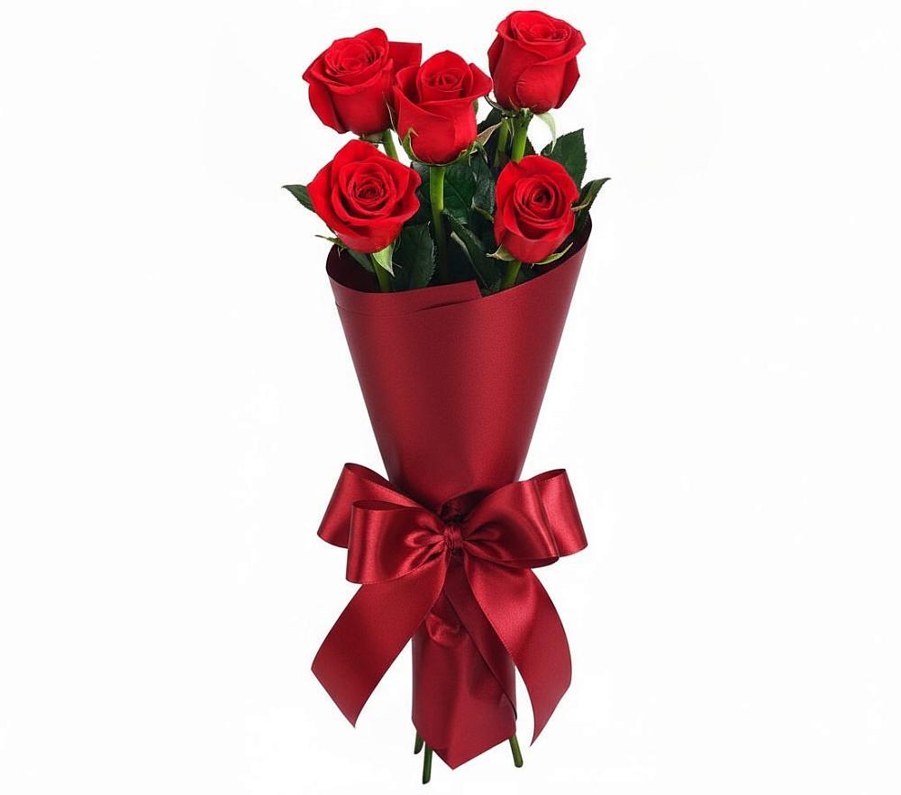 Букет 5 Красных роз Эдлесс Лав в Славянке