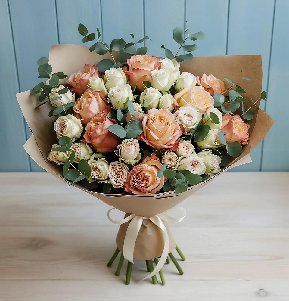 Букет цветов из: Альстромерии и Розы в Славянке