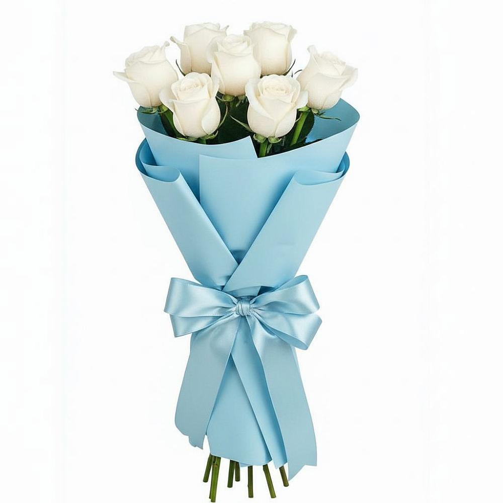 Букет 7 белых роз Проуд в Славянке