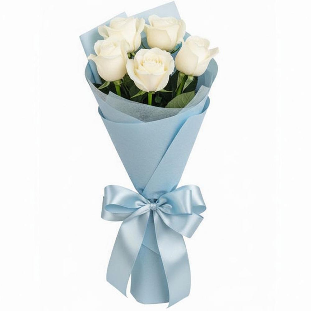 Букет 5 Белых роз Проуд в Славянке