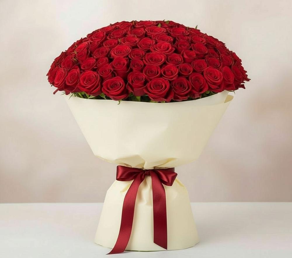 Букет 101 Красная роза Милано в Славянке