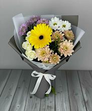 Букет цветов из:  Розы, Герберы и Хризантемы #REPLACE_PRED# Славянке