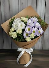 Букет цветов из:  Хризантемы и Розы в Славянке