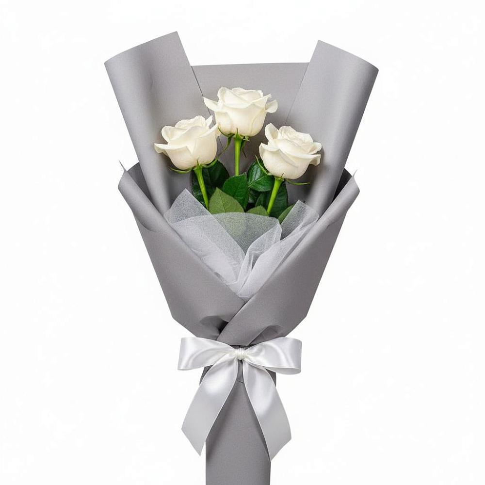 Букет 3 белые розы в Славянке