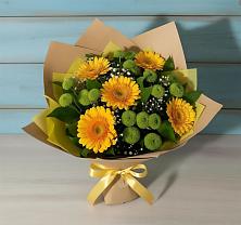 Букет цветов из:  Герберы и Хризантемы в Славянке