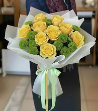 Букет цветов из:  Хризантемы и Розы в Славянке