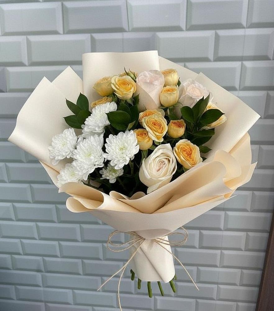 Букет цветов из: Розы и Хризантемы в Славянке