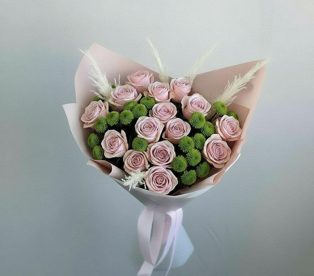 Букет цветов из: Розы и Хризантемы в Славянке