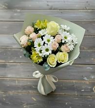 Букет цветов из:  Альстромерии, Розы и Хризантемы в Славянке