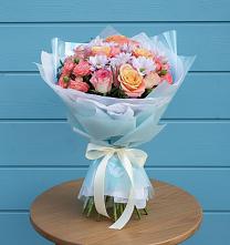 Букет цветов из:  Хризантемы и Розы в Славянке