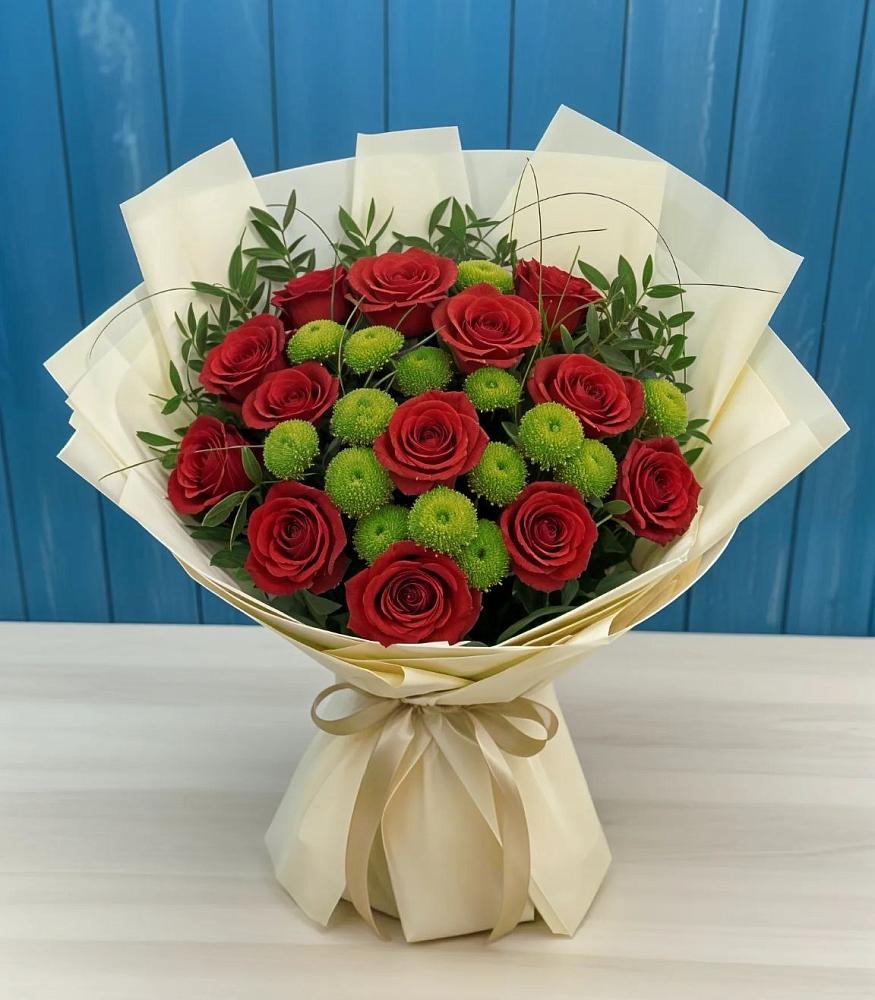 Букет цветов из: Розы и Хризантемы в Славянке