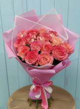 Букет 15 Розовых роз Равель в Славянке