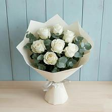 Букет Белые розы в Эвкалипте #REPLACE_PRED# Славянке